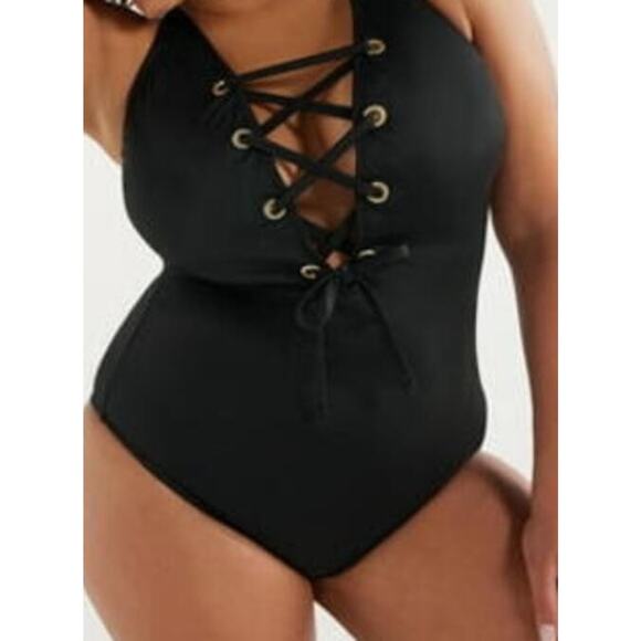 Sofia by Sofia Vergara Womens and Plus Veronica One Piece Swimsuit Black Size 2X - Picture 3 of 7